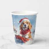 Beagle Hund in Sledge Lass es Schnee Weihnachten Pappbecher (Vorderseite)