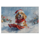 Beagle Hund in Sledge Lass es Schnee Weihnachten Schneidebrett (Vorderseite)