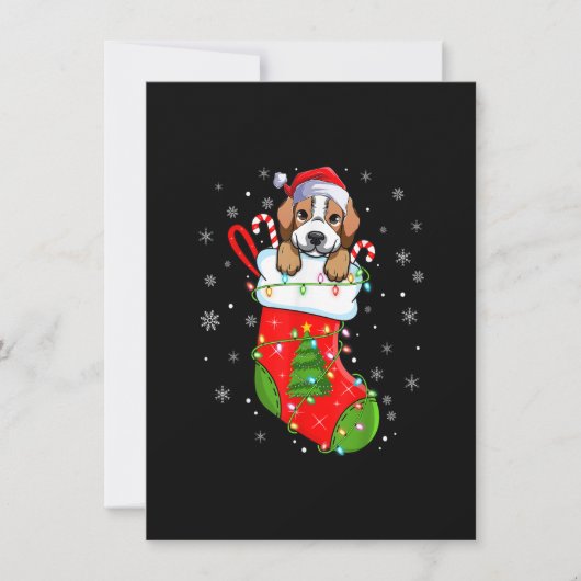 Beagle Hund in Weihnachtssocken Funny Santa Beagle Einladung (Vorderseite)