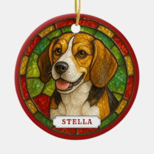 Beagle Hund Keramik Kreis Ornament