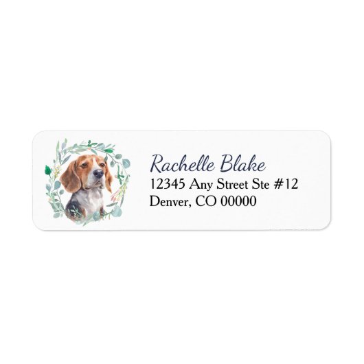Beagle-Hund-Kranz-Rücksendeadresse (Vorne)