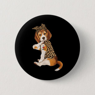 Beagle Hund Lover T-Shirt I Liebe Mama Tattoo Leop Button