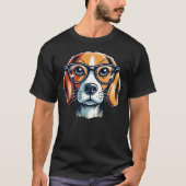 Beagle Hund mit Brille Pop Art Style T-Shirt (Vorderseite)