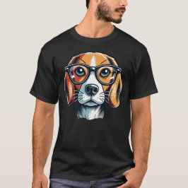 Beagle Hund mit Brille Pop Art Style T-Shirt