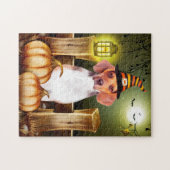 Beagle Hund mit Hexenhut Halloween-Geschenkidee Puzzle (Horizontal)