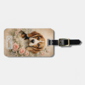 Beagle-Hund mit Rosen Gepäckanhänger (Vorderseite horizontal)
