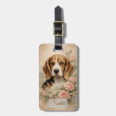 Beagle-Hund mit Rosen Gepäckanhänger (Vorderseite vertikal)
