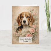 Beagle-Hund mit Rosen Karte (Vorderseite)
