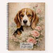 Beagle-Hund mit Rosen Notizblock (Vorderseite)
