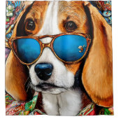 Beagle Hund mit Sonnenbrille Duschvorhang (Vorderseite)