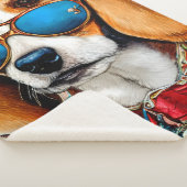 Beagle Hund mit Sonnenbrille Sherpadecke (3/4)