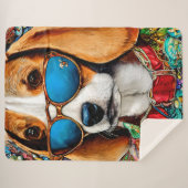 Beagle Hund mit Sonnenbrille Sherpadecke (Vorderseite (Horizontal))