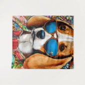 Beagle Hund mit Sonnenbrille Wandteppich (Vorderseite (Horizontal))