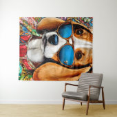 Beagle Hund mit Sonnenbrille Wandteppich (Beispiel (Horizontal))