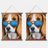 Beagle Hund mit Sonnenbrille Wandteppich Mit Holzrahmen (Doppelt)