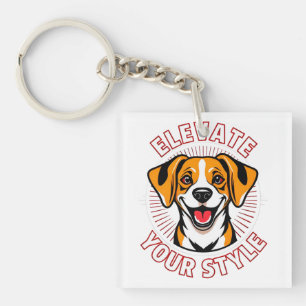 Beagle-Hund mit Textkunst Schlüsselanhänger
