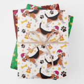 Beagle Hund mit Weihnachtsmannmütze Weihnachten Geschenkpapier Set (Beispiel)