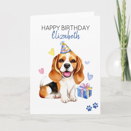 Beagle Hund Personalisiert Happy Geburtstag Karte (Vorderseite)