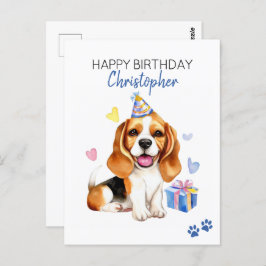Beagle Hund Personalisiert Happy Geburtstag Postkarte