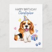 Beagle Hund Personalisiert Happy Geburtstag Postkarte (Vorderseite)