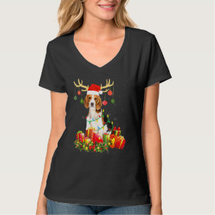 Beagle Hund Rentier Weihnachtsmannmütze Weihnachte T-Shirt