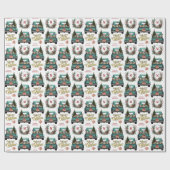 Beagle Hund Retro LKW Monogramm Weihnachten Geschenkpapier (Flach)