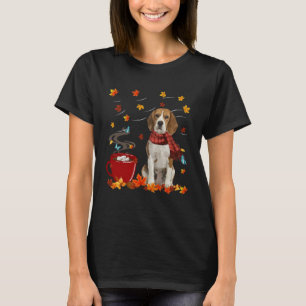 Beagle Hund Scarf Fall Schokolade Herbst T-Shirt