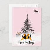 Beagle-Hund schwarz-weiß Weihnachten Postkarte (Vorne/Hinten)