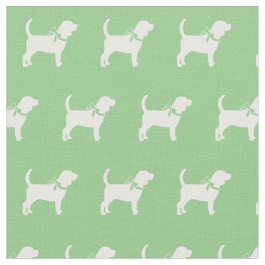 Beagle Hund Silhouette Pet Sage Green Stoff (Nahaufnahme)