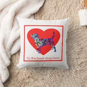 Beagle Hund Silhouette Rotes Herz Muttertag Kissen