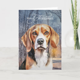 Beagle Hund Snowy Wald Frohe Weihnachten