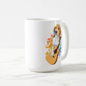 Beagle Hund spielen acoustic Gitarre Coffee Tasse (VorderseiteRechts)