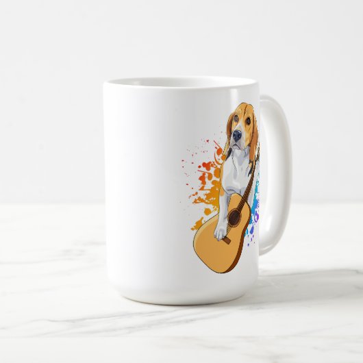 Beagle Hund spielen acoustic Gitarre Coffee Tasse (VorderseiteRechts)