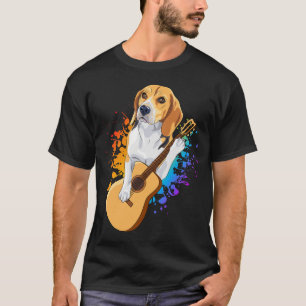 Beagle Hund spielen akustische Gitarrenmänner T-Shirt