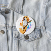 Beagle Hund spielt akustische Gitarre Button (Beispiel)