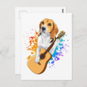 Beagle Hund spielt akustische Gitarre Postkarte (Vorne/Hinten)