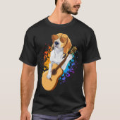 Beagle Hund tragen Sonnenbrille spielen Gitarrenmä T-Shirt (Vorderseite)