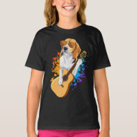 Beagle Hund tragen Sonnenbrille spielen Gitarrenmä