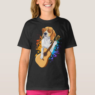 Beagle Hund tragen Sonnenbrille spielen Gitarrenmä T-Shirt