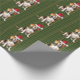 Beagle Hund und Grün Karierten Weihnachten Geschenkpapier