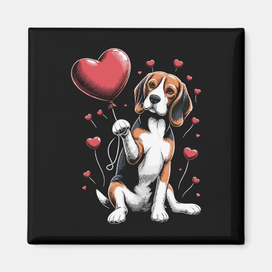 Beagle Hund Valentinstag Hundebesitzer Valentinsgr Magnet (Vorne)