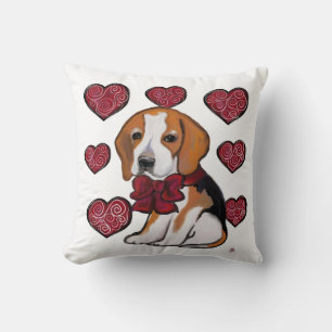 Beagle-Hund Valentinstag Kissen