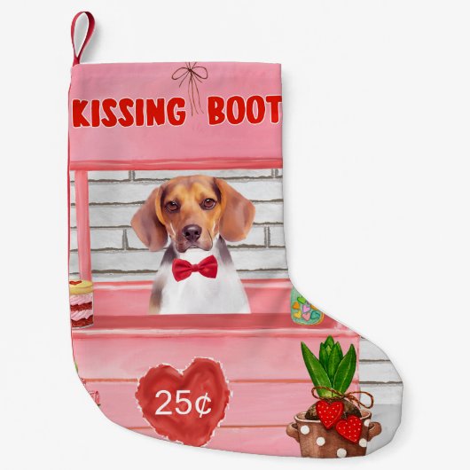 Beagle Hund Valentinstag Kissing-Stand Kleiner Weihnachtsstrumpf (Vorderseite)