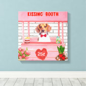 Beagle Hund Valentinstag Kissing-Stand Leinwanddruck (Insitu (Holzboden))