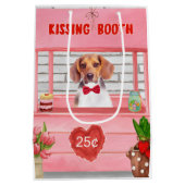 Beagle Hund Valentinstag Kissing-Stand Mittlere Geschenktüte (Rückseite)