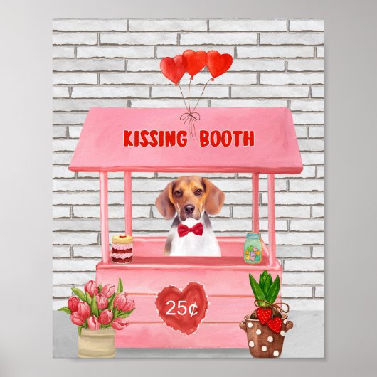 Beagle Hund Valentinstag Kissing-Stand Poster (Vorne)