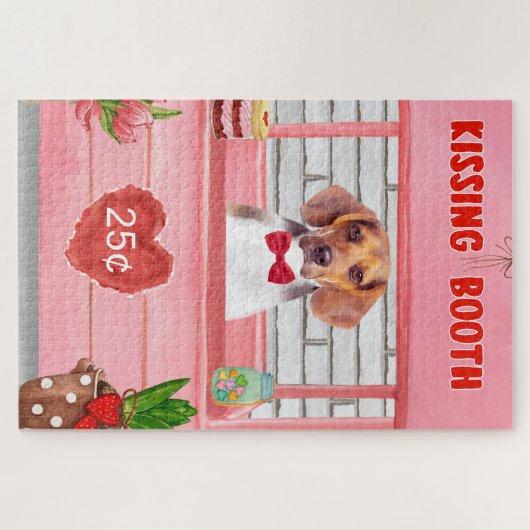 Beagle Hund Valentinstag Kissing-Stand Puzzle (Horizontal)