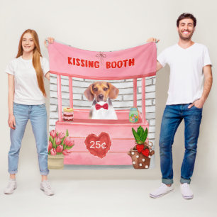 Beagle-Hund Valentinstag Küssstand Fleecedecke