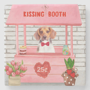Beagle Hund Valentinstag Küssstand Steinuntersetzer