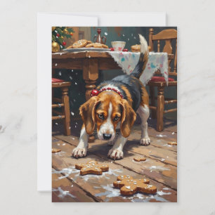 Beagle-Hund verfolgt Lebkuchen Weihnachts-Spaß Kun Feiertagskarte